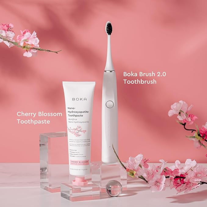 Boka Fluoride Free Toothpaste, Nano Hydroxyapatite Toothpaste, Appropriate for Sensitive Teeth - for Adult Oral Care - Cherry Blossom Flavor, 4 Fl Oz 1Pk