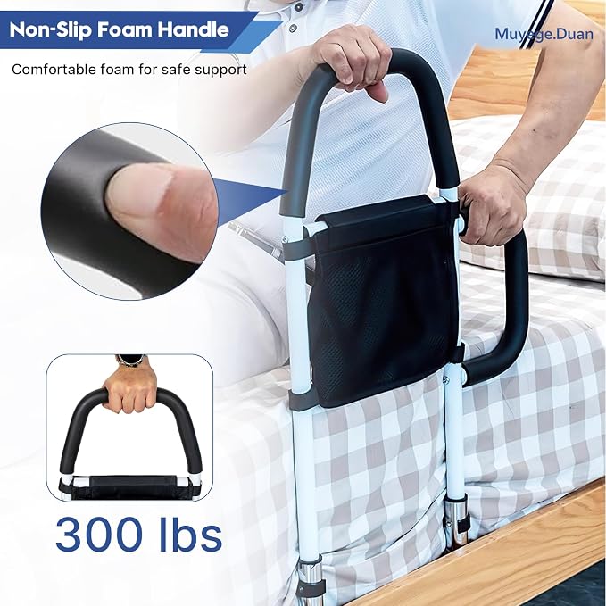 Bed Rail for Elderly Adults Bedside Support Handle for Easy Entry and Exit, 300 lb