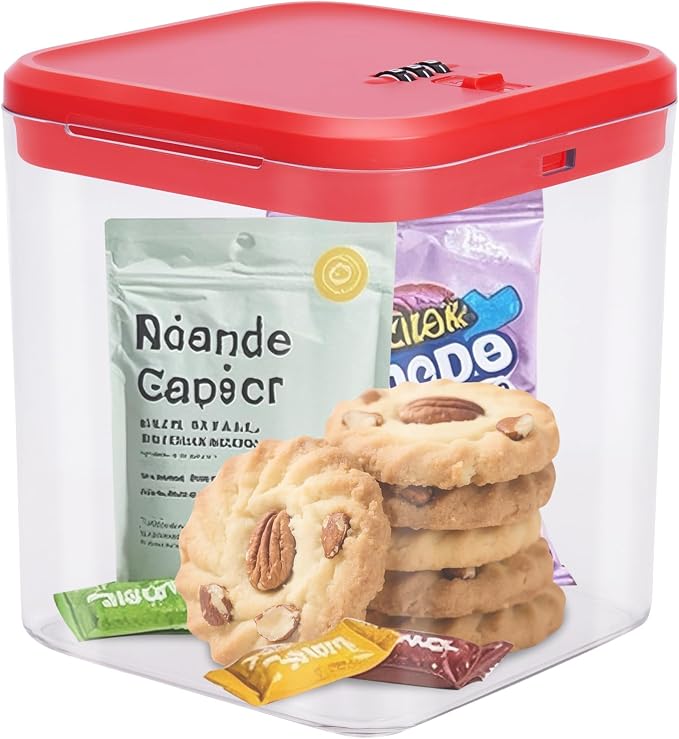 Lock Box for Medicine & Snacks - Childproof Storage Box with Combination Lock, Secure Organizer for Pills, Fridge Food, Phone, Vitamins | Portable Safe for Home, Office, Travel (5.5x5.5x6.3in)