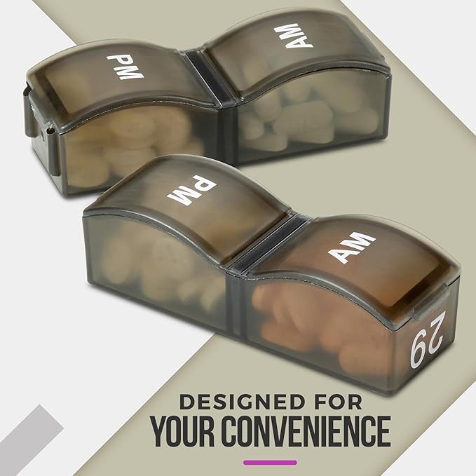 Monthly Pill Organizer - Am/Pm Daily Pill Organizer 32 Compartments for Each Day, Pill Dispenser and Dispenser Caddy That Helps You Organize Your Life, Perfect for Supplements and Medication, Black