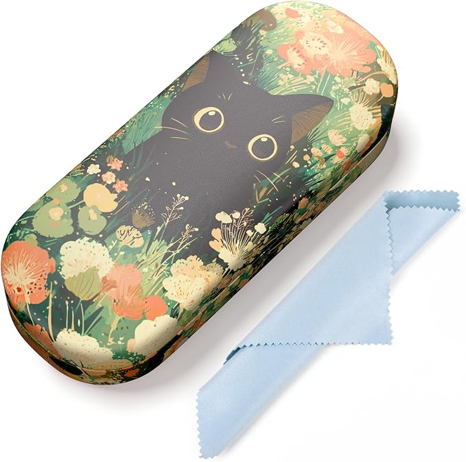 Hard Shell Leather Sunglasses Case,Classic Fashionable Cute Large Glasses Case for Women Men,Sunglass Eyeglasses