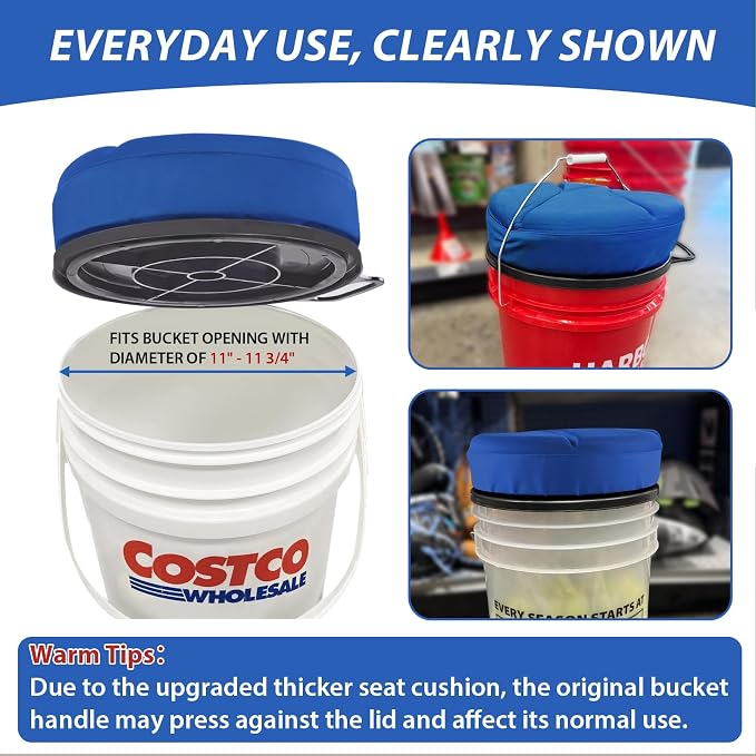 5 Gallon Bucket Seat with 3" Thick Seat Foam Cushion, 360°Swivel Bucket Lid Seat, Waterproof & Silent Bucket Seats for Dove Duck Hunting, Ice Fishing, Baseball, Camping