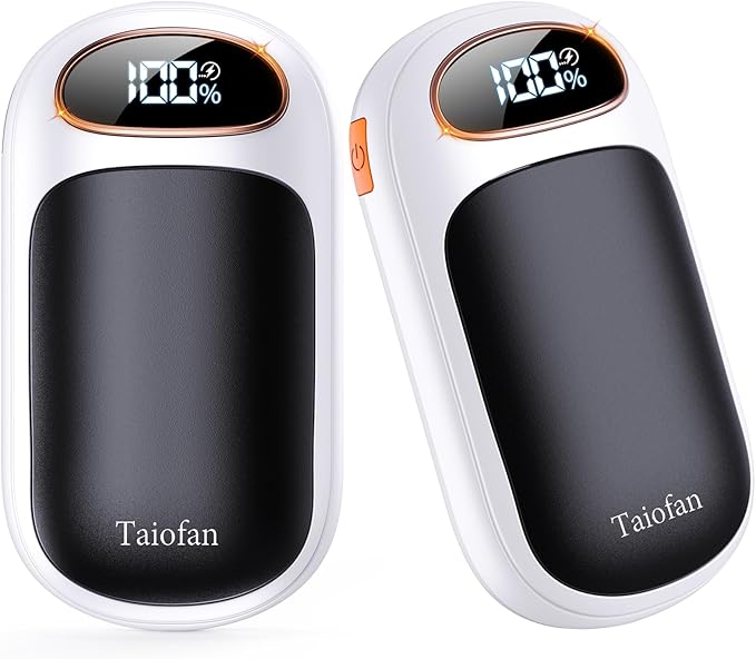 Rechargeable Hand Warmer 2 Pack, LED Display & 4 Levels, Ultrathin Electric Hand Warmers Portable USB Pocket Heater Fits Gloves for Hunting Essentials, Camping, Raynauds, Gifts for Christmas
