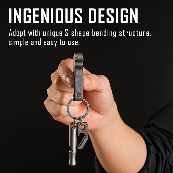 KeyUnity KM00 Titanium Belt Loop Keychain Clip Double Side Quick Release Key Holder with Detachable Key Ring