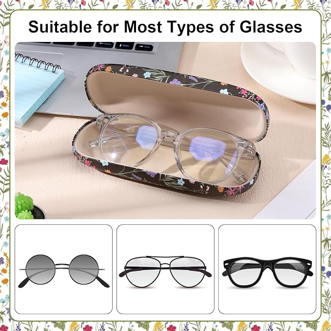 3 Pcs Eyeglasses Case，Hard Shell Glasses Case Protective with Cleaning Cloth Reading GlassesCase for Women Man
