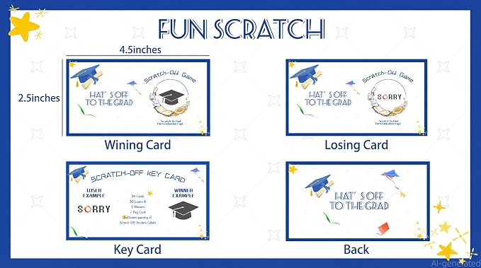 34PCS 2026 Graduation Scratch Off Game Cards & Stickers, Graduation Party Game, Senior High School & College Graduation Party Favors