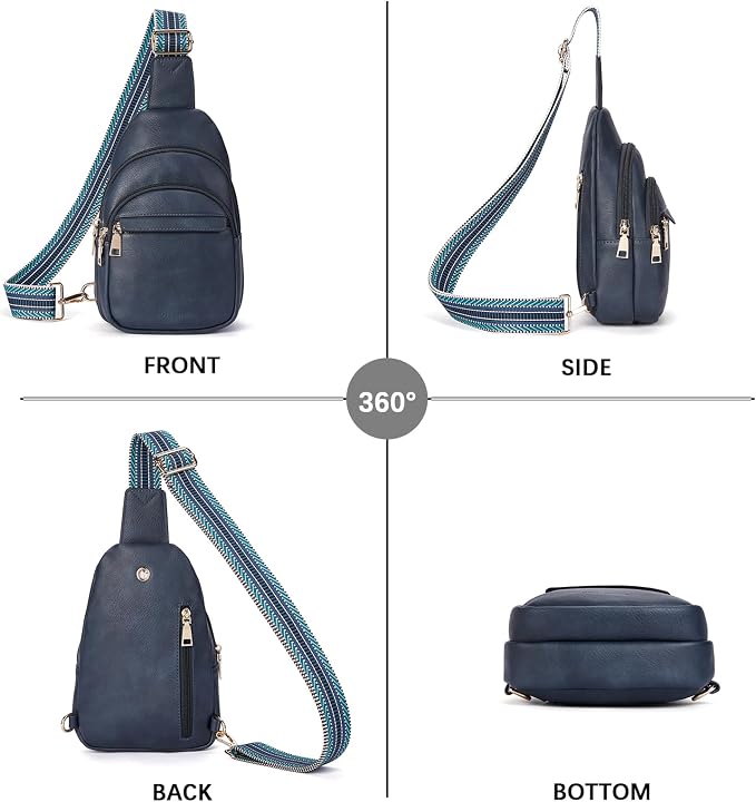 BOSTANTEN Sling Bag for Women Leather Crossbody Bags Fanny Pack Chest Bag for Travel | Adjustable Wide Strap, Small, Anti Theft, Lightweight, Multi Pockets and Carrying Way, Card Slot, Cute Trendy for Everyday