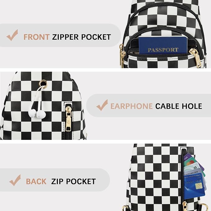 BOSTANTEN Sling Bag for Women Leather Crossbody Bags Fanny Pack Chest Bag for Travel | Adjustable Wide Strap, Small, Anti Theft, Lightweight, Multi Pockets and Carrying Way, Card Slot, Cute Trendy for Everyday