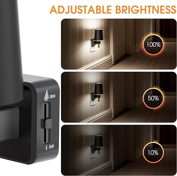 Briignite Night Light, Dimmable Night Lights Plug into Wall, Dusk to Dawn Sensor, Daylight White 5000K, 0-100LM, Plug in NightLight, Vintage Night Light Compact for Hallway Bedroom Stairway