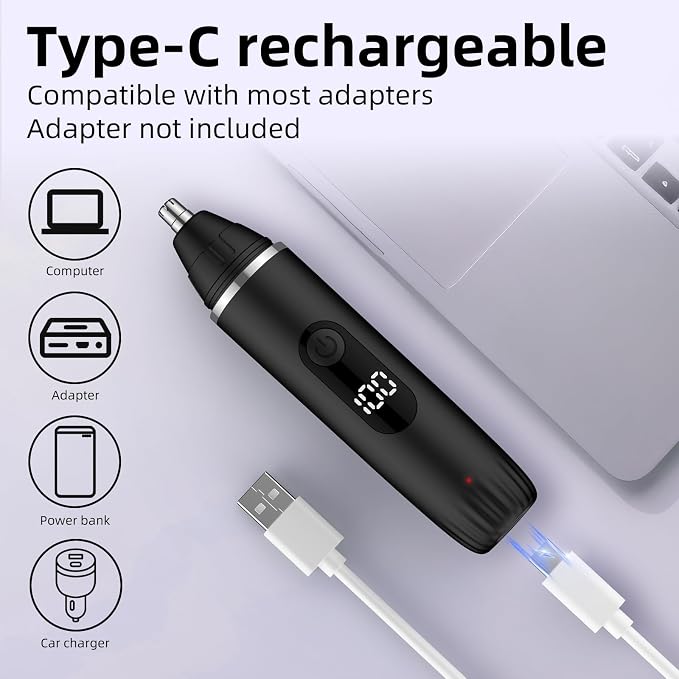 Nose Hair Trimmer Professional Painless Eyebrow Trimmer Powerful Motor and Edge Blades for Smoother Cutting (Black)