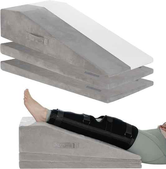 Wedge Pillow for Sleeping, Bed Wedge Pillow for After Surgery 3-Height Memory Foam Leg Elevation Pillow for Swelling Back Pain Relief Sciatica Knee Ankle Pain Bed Support Legs L 29"