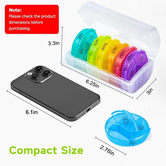 Weekly Pill Organizer, Chrxbei 3 Times a Day Pill Case Organizers 7 Day, Thickened Travel Pill Box with 21 Large Compartments, BPA Free Medicine Organizer to Hold Vitamin, Supplements, Fish Oils
