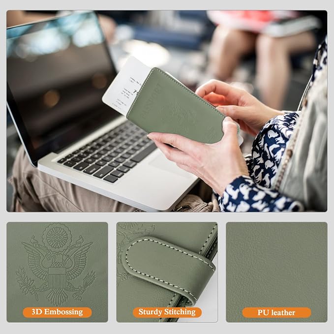 TIGARI Passport Holder for Travel Women Men, PU Leather Waterproof RFID Wallet Cover Case Sleeve, Valentines Day Gifts, Vacation Plane Cruise Travel Document Organizer Essentials