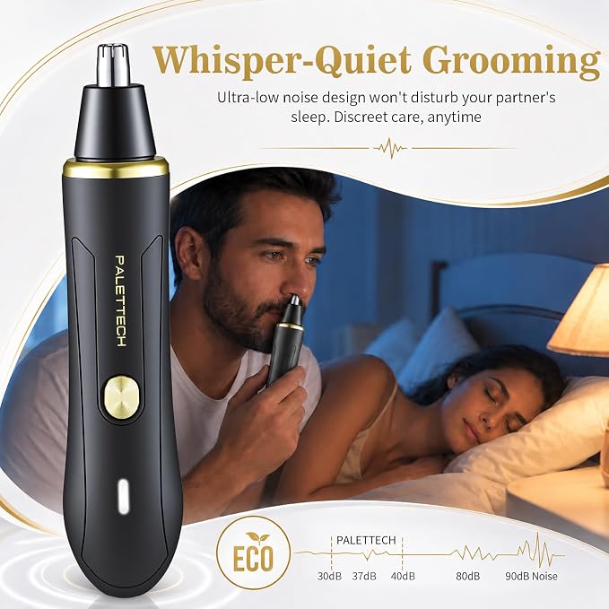 Nose Hair Trimmer for Men, Ear and Nose Trimmer for Men, USB-C Rechargeable, 6500 RPM Painless, 40 Days Use, Nose Hair Trimmer for Women, Dual-Edge Blades, Low Noise, Gift for Men & Women