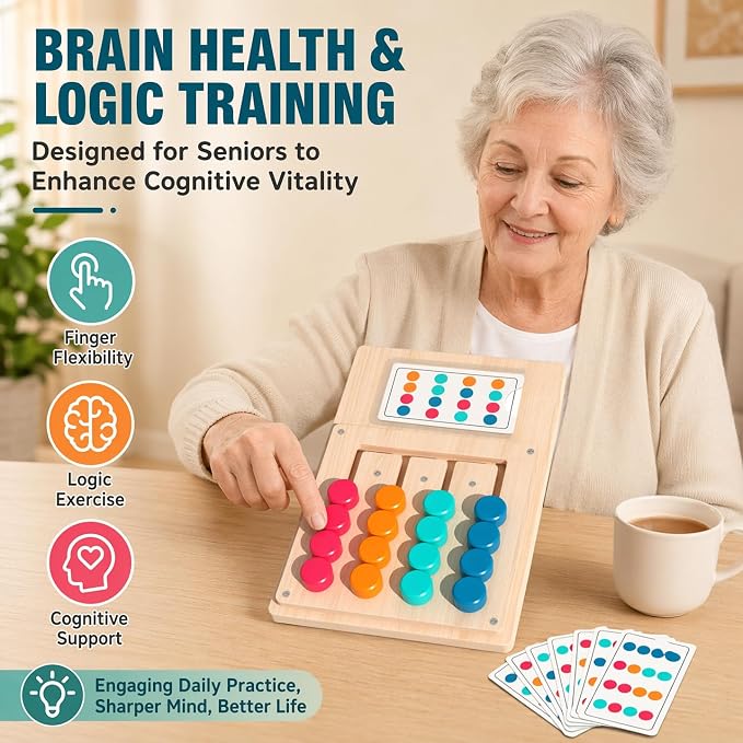 Dementia Activities for Seniors, Easy Wooden Alzheimer's Products for Elderly, Color Memory Games for Adults, Large Sensory Busy Boards with Fidget Gadgets for Adult Dementia Patients
