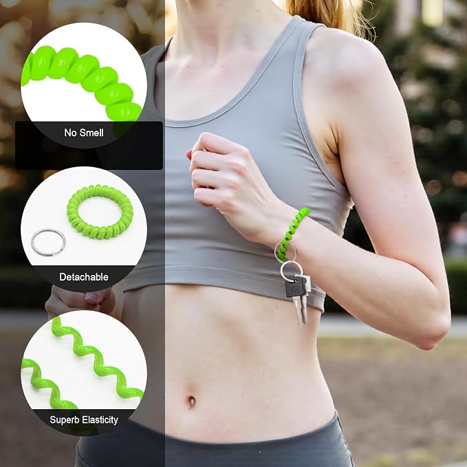 Spiral Coil Keychain, Anti-lost Key Chain Holder Lanyard Cord for Sauna Outdoor Sports and Gym Pool