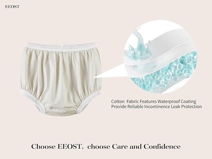 Adult Diaper Cover for Incontinence Noiseless Leak-Protection Underwear Plastic Pants Over Diapers Waterproof Rubber Pants(White, 2XL(Woman Size))