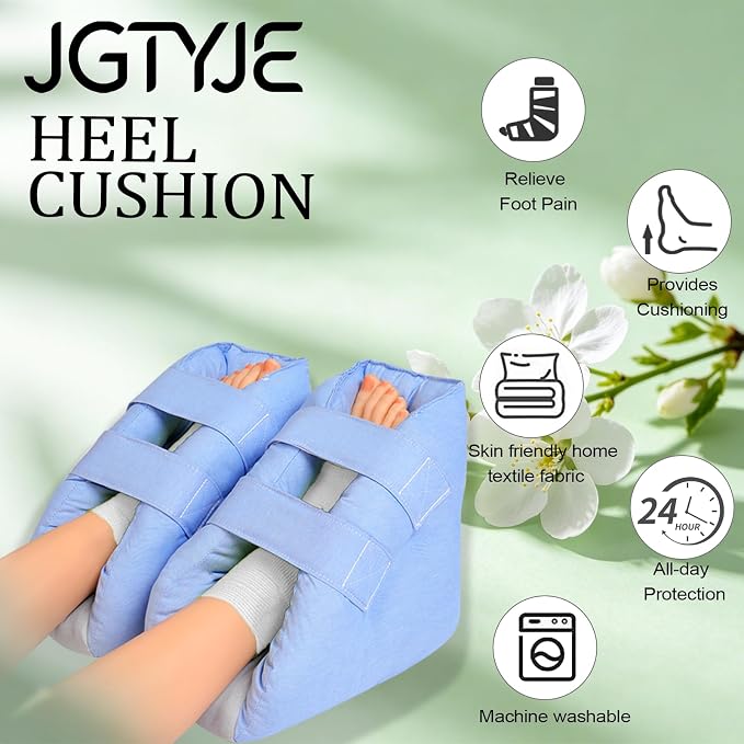 JGTYGE Heel Protector for Pressure Sores, Adjustable Heel Cushion Boot with Open Heel Design for Elderly Bedridden Patients, Ankle Support Pillow for Post Surgery Recovery & Wheelchair Use