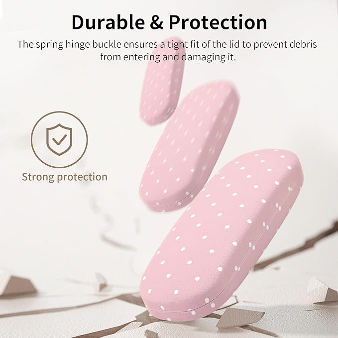 Glasses Case Hard Shell, Cute Sunglasses Case for Women Leather Protective Case for Eyeglass with Cleaning Cloth