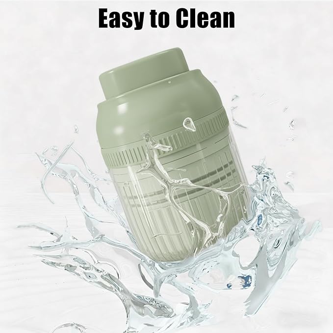 3-in-1 Pill Crusher Fine Powder - 1/4 1/2 Pill Cutter Splitter for Small and Tiny, Grinder for Elderly with Storage and Measuring Cup (Light Green)