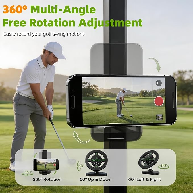 Upgraded Magnetic Golf Cart Phone Holder | 360° Rotatable Base,Golf Gifts for Men Dad Him, Golf Cart Accessories Essentials for EZGO, Club Car, Yamaha