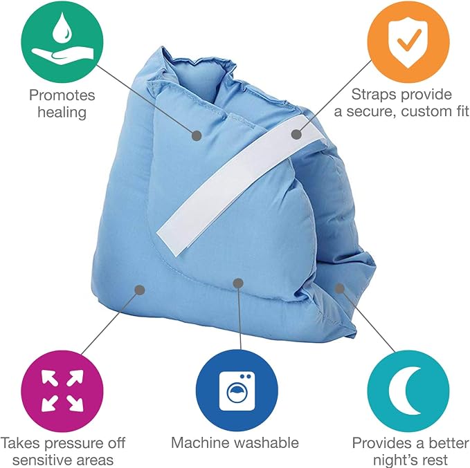 DMI Heel Cushion Protector Pillow to Relieve Pressure from Sores and Ulcers, Foot Pillow, FSA HSA Eligible, Adjustable in Size, Blue, White, Sold as a Set of 2 (Pack of 24, 48 Count Total)