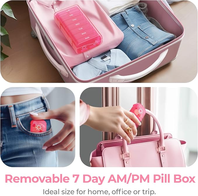 AUVON XL Weekly Pill Organizer 2 Times a Day, AM PM Pill Case with One-Side Large Opening for Easy to Use, Pill Box 7 Day Travel Medication Organizer for Medications, Vitamins, Fish Oils, Supplements