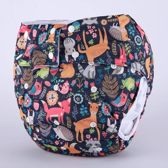Teen Adult Cloth Diaper Nappy Reusable Washable for Disability (Animal Fox Rabbit)