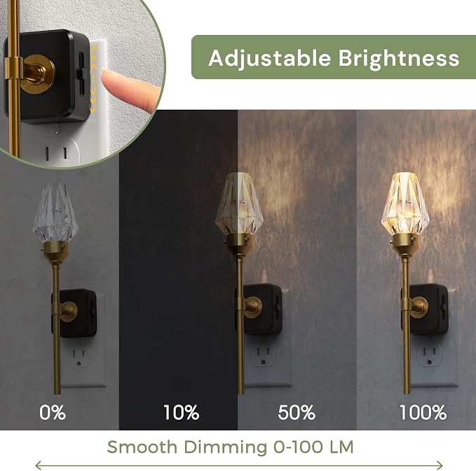 L LOHAS LED Night Light, 2 Pack Night Lights Plug into Wall | Automatic Night Lights Plug in with Auto Light Sensor, 0-100LM Adjustable Brightness Rotating Night Light for Bedroom Hallway