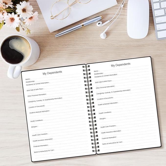 End of Life Planner – Final Arrangements Organizer for Beneficiary, Will Preparation, Last Wishes & Funeral Planning, 5.8" x 8.5", Black