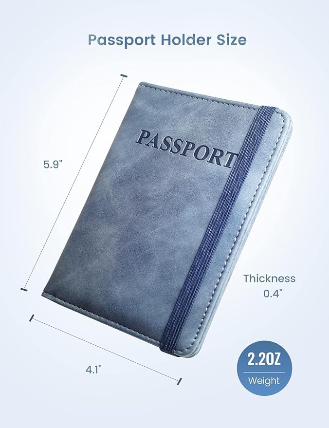 Passport Holder Travel Wallet Passport Case Cover | Vaccination Card Holder, RFID Blocking, Clear Pocket For Photo