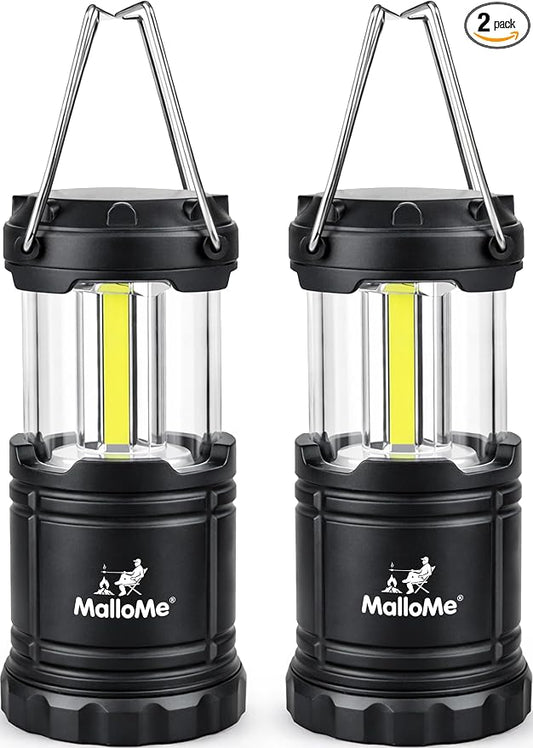 MalloMe LED Camping Lantern, Battery Powered Lanterns for Power Outages, Portable Hanging Collapsible Camping Lights for Outdoor, Home, Emergency, Hurricane Lamp Survival Outage Light 3 x AA Operated