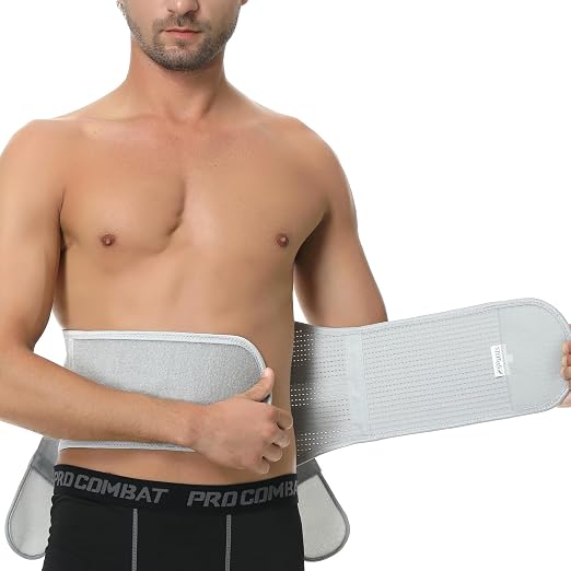 NeoTech Care Back Belt Support for Men or Women - Breathable & Adjustable Lower Back Brace - Double Pull Compression Straps (Gray, Size L)