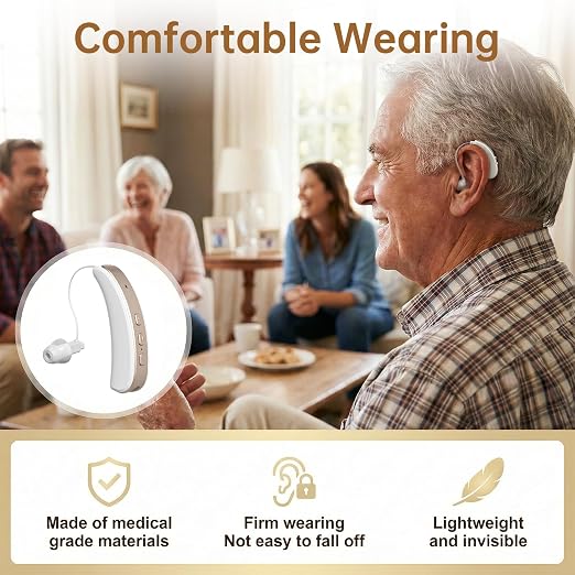 Hearing Aid for Seniors Adults, Rechargeable and Comfortable hearing aid, Clear Sound, 8-Channels Digital Receiver-in-Canal (RIC) Hearing Amplifier Device with Noise Cancelling, 45dB Peak Gain, Single Ear Use(Suit for Right Ear)