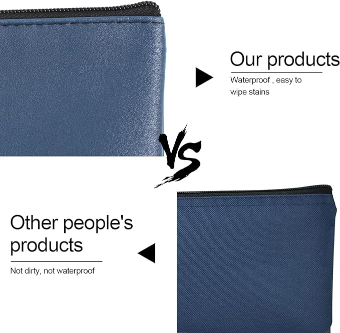 2 Pieces Money Bags with Zipper, 11x6.1 inch Money Pouch, Bank Bag, Cash Bag, Check Wallet, Cosmetics(navy)