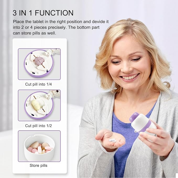 Pill Cutter Splitter for Small and Tiny Pills with Stainless Steel Blade for Cutting Small or Large Pills in Half or Quarter Suitable for Cuting Vitamins, Tablets