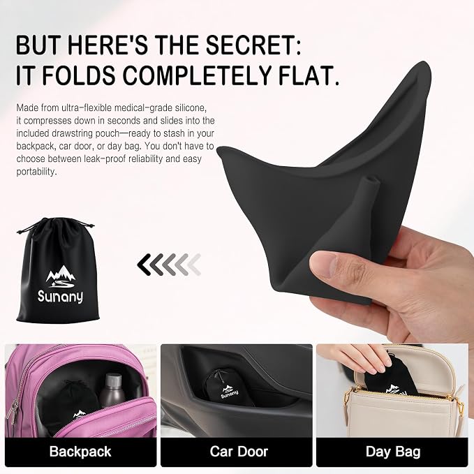 Female Urination Device, Reusable Female Urinal Silicone Women Pee Funnel | Women to Pee Standing Up, The Perfect Companion for Camping,Travel travel outdoor, folds compact, easy rinse