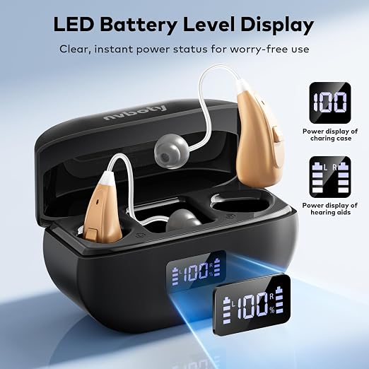 OTC Hearing Aids for Seniors & Adults, Hearing Aids with Noise Cancelling and 5-Level Volume Control, Hearing Amplifier with Ergonomic Comfort Fit, Easy to Use and Delivers Clear Sound