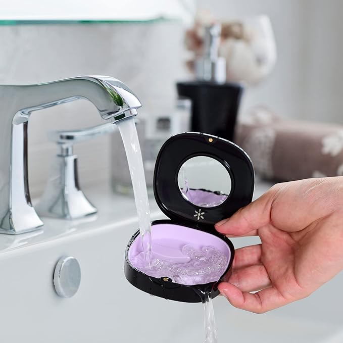 2 Pack Retainer Case with Vent Holes, stocking stuffers for gift women men ,Compatible with Invisalign,Night Guards,and Mouth Guards Case - Includes Storage Bag,Slim Aligner Remover Tool Black Pink