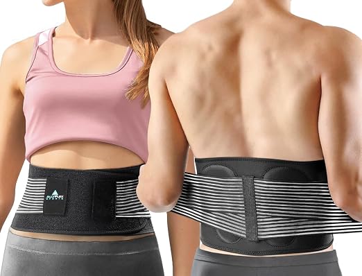 AllyFlex Sports® Back Brace Lower Back Pain Relief - Back Brace for Women and Men Under Clothes Lower Lumbar Support to Improve Posture - XL/XXL