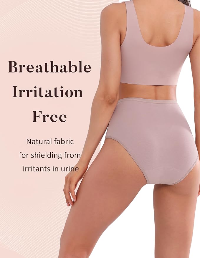 AIRCUTE Washable Urinary Incontinence Protective Underwear for Women Leak Proof Absorbent Reusable Panties 60ML 1 Pack (Dusk, 5X-Large)