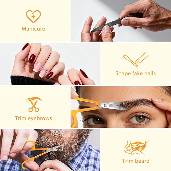 MORGLES Tweezers Set 9 Pcs Colorful Nail Clipper Kit with Case for Grooming | 5 Tweezers, Clippers, Scissors, Rust-Proof Steel, Travel Press-On Case, Gift for Him/Her, for Splinters, Brows, Facial Hair