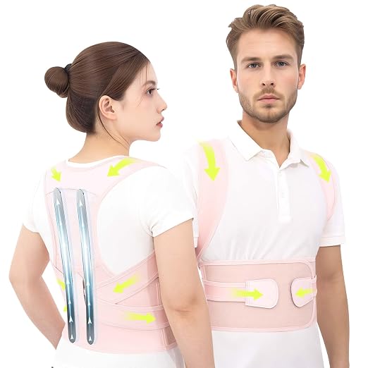 Posture Corrector for Women and Men Back Brace Support Straightener Scoliosis Upper Spine Instant Upright Hunchback Correction Kyphosis Fixer Adjustable Shoulder Straps Breathable (Pink XXL)