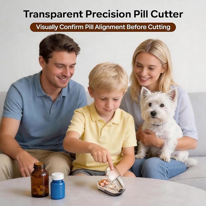 Daviky 2 PCS Pill Cutter Splitter with Removable Silicone Pad, Safe and Precise Cutting for Large, Small & Tiny Pills, Vitamins and Tablets, Stainless Steel Blade, Travel Size, BPA Free