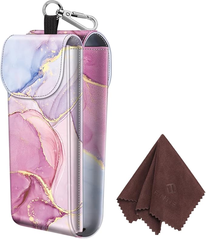 FINTIE Double Glasses Case with Carabiner Hook, Portable Vegan Leather Eyeglass Case Anti-scratch Sunglasses Pouch