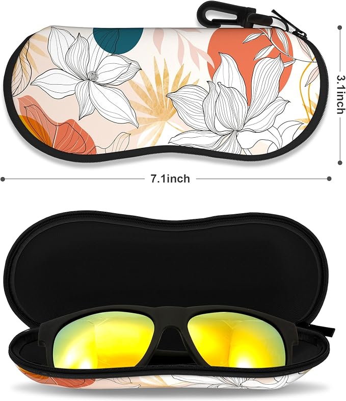 Sunglasses Soft Case, Ultra Light Portable Neoprene Zipper Glasses Case for Men Women