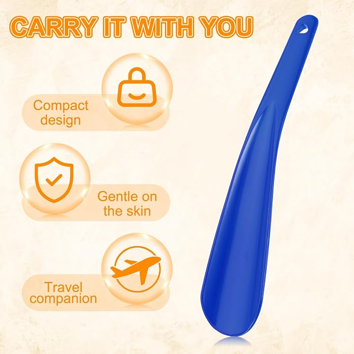 HARFINGTON Shoe Horn Plastic Straight Handle Shoe Helper Metal Shoehorns for Women Men Seniors Boots