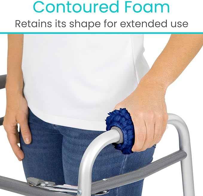 Vive Walker Handle Cushions (2-Pack) Extra Soft Sheepskin Grips - Padded Hand Cover Accessories for Folding Rolling Wheelchair, Rollator Handle, Senior, Elderly Grippers - Foam Padding for Disability