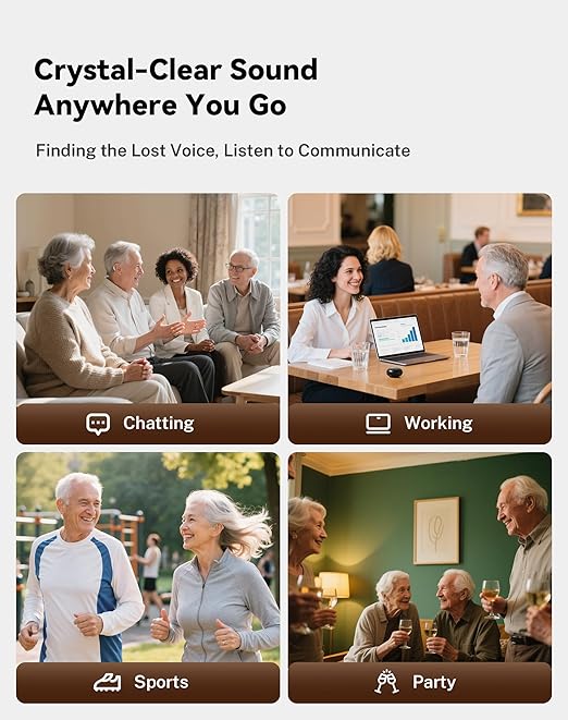 Hearing Aids, Hearing Aids for Seniors, Hearing Aids Rechargeable with Automatic Noise Cancelling and 5 Levels of Volume Adjustment, Hearing Amplifiers with Clear Sound Quality for Hearing Loss(Black)