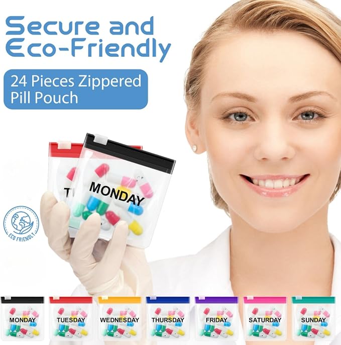 Sherr 70 Pcs Pill Pouch Bag,Slide Lock Medicine Bag for Travel,Colored